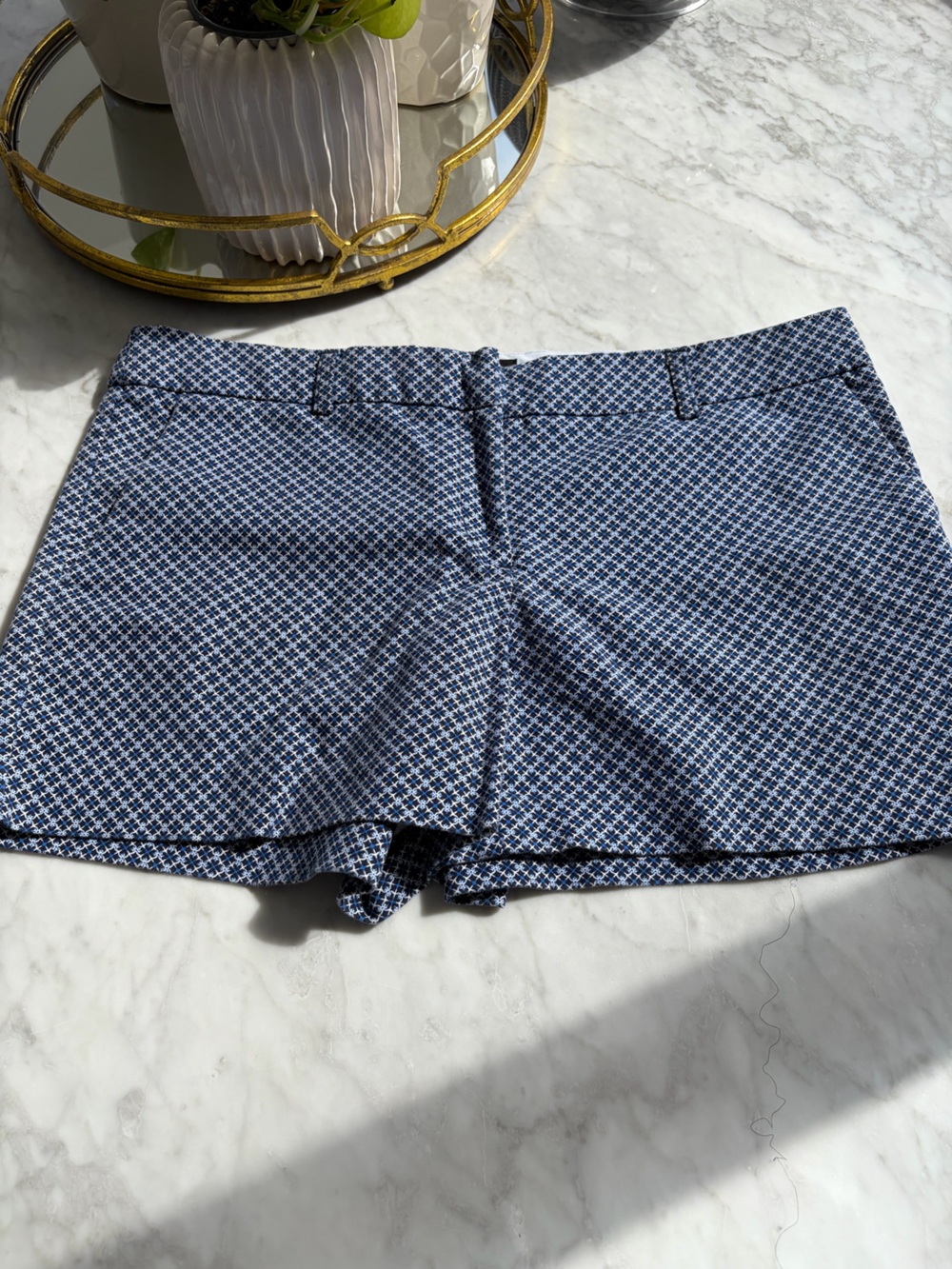 Cynthia Rowley Navy and Light Blue Patterned Shorts